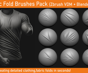 24 Fabric Fold Zbrush VDM Brushes + Blender Brush + Alphas