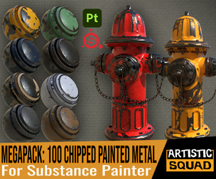 Megapack: 100 Chipped Painted Metal smart materials for Substance Painter