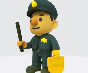 Cartoon Police Officer 3D Model for 3D Printing