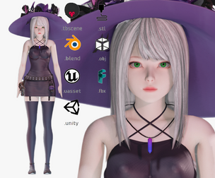 Halloween costume 0001 - Rig - Unreal - Unity - Blender - Animated - Realistic Female Character