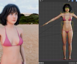 Short Hair Bikini Female - Fully Rigged 3D Character