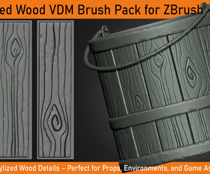 12 Stylized Wood VDM Brush Pack for ZBrush