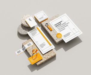 Corporate Stationery Mockup PSD Template - Modern Stone & Branding Display