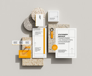 Corporate Stationery Mockup PSD Template - Modern Stone & Branding Display