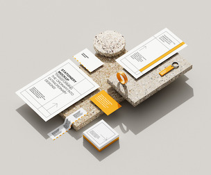 Corporate Stationery Mockup PSD Template - Modern Stone & Branding Display