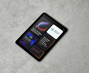 iPad Pro Screen Mockup PSD Template - Tablet on Concrete Surface