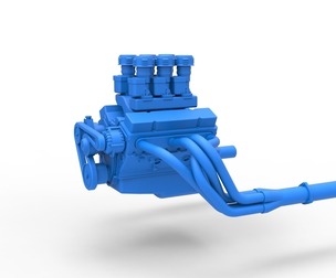Engine of Vintage Supermodified stock car V2 Scale 1:25