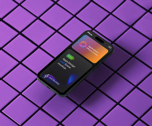 iPhone Pro Screen Mockup PSD Template - Abstract Grid Background