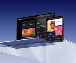 MacBook Air and iPad Pro Mockup PSD Template - Dual Device Display
