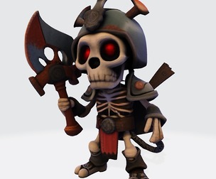 Low Poly Cute Skeleton Warrior 3D Model Print Ready