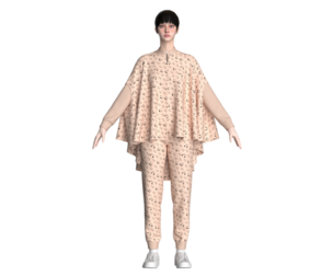 Ladies Printed Cape Tops With Jogger-Outfit | Marvelous / Clo3d / obj / fbx