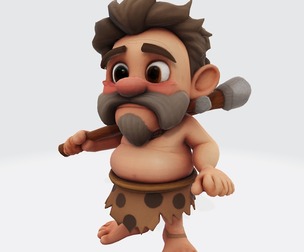 Low Poly Cartoon Caveman 3D Model Print