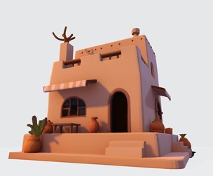 Desert Oasis Home 3D Model