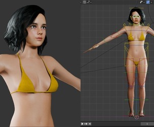 Yellow Bikini Female - Fully Rigged 3D Character