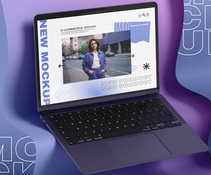 Dynamic Laptop Screen Mockup PSD Template - Abstract Background
