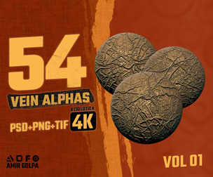 Veins Alpha Pack Vol.01 – 54 4K Brushes (PSD, PNG, TIF)