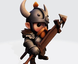 Cute Viking – Stylized Low-Poly Figurine for 3D Printing with Display Base