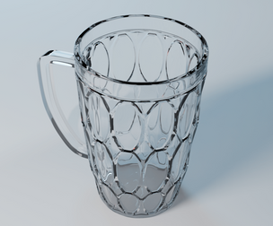 3D model of a double-walled Beer Mug with handle and dimple