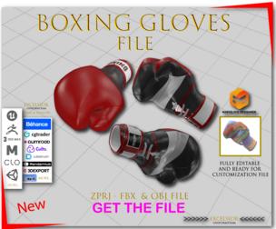 Realistic Boxing Gloves 3D Model (ZPRJ + FBX + OBJ)