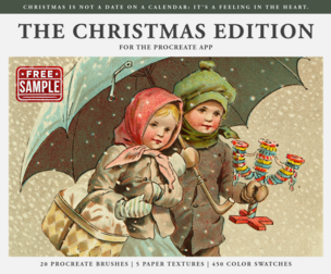 Free Sample - The Christmas (2025) Procreate Kit (Procreate Brushes & Paper Textures)