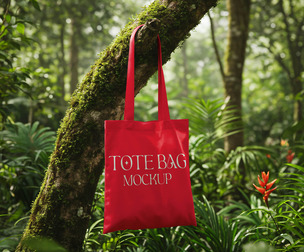 Tote Bag Mockup PSD Template - Natural Forest Environment