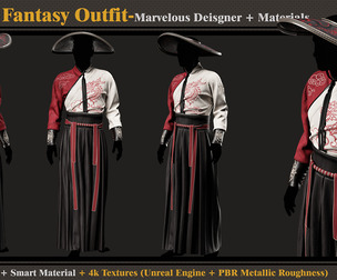 Chinese Fantasy Outfit-MD-Clo3d-Smart Material-Textures-OBJ-FBX