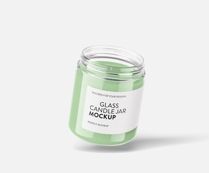 Glass Candle Jar Mockup PSD Template - Clear Packaging