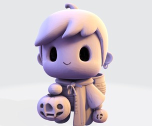 Low-Poly Halloween Boy – Stylized 3D Print Model | Multi-Format Bundle for Festive Figurines