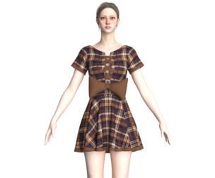 Girls Striped Short Dress | Marvelous / Clo3d / obj / fbx