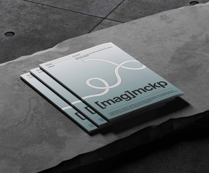 Stack of Magazines Mockup PSD Template - Brutalist Concrete Scene