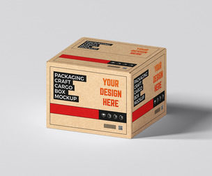 Craft Cargo Shipping Box Mockup PSD Template - E-commerce Packaging