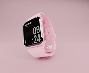 Pink Smart Watch Mockup PSD Template - Minimalist 3D Display