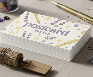 Stack of Postcard Mockup PSD Template - Stationery & Print