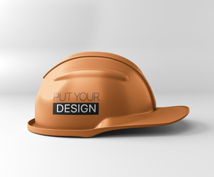 Orange Safety Hard Hat Mockup PSD Template - Industrial PPE Branding