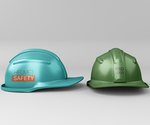 Safety Hard Hat Mockup PSD Template - Industrial PPE Branding