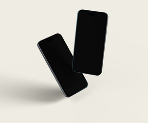 Dual Floating Smartphone Mockup PSD Template - App Interface Display