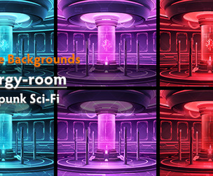 6 Cyberpunk Sci-Fi Backgrounds - "Energy-room"