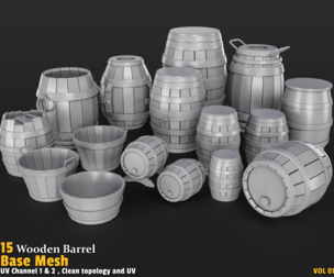 Wooden Barrel | Base Mesh-VOL01