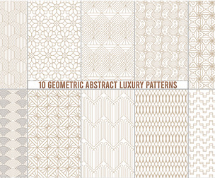 10 Geometric Abstract Luxury Patterns, Golden Modern Interior Decor, EPS File