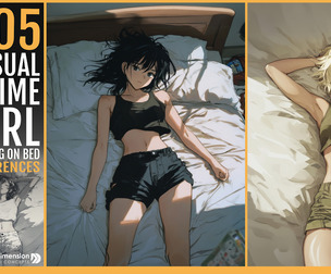 505 Casual Anime Girl Resting on Bed