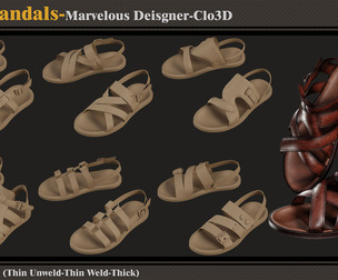 6 Men Sandals-MD-Clo3D-ZPRJ -FBX - OBJ