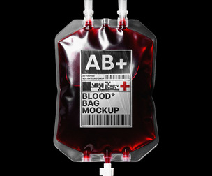Blood Bag Mockup PSD Template - Medical & Healthcare Branding
