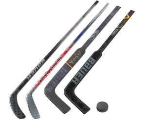 Bauer Hockey Sticks and Puck
