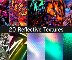 20 Reflective Textures, Iridescent Surfaces, Rainbow, Fluid, Chromatic, Glossy