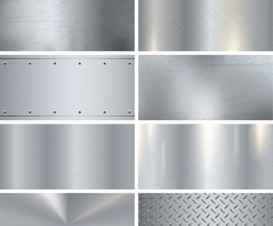 8 Silver Metallic Textures, Brushed Steel, Chrome, Plate, Diamond Patterns, EPS file