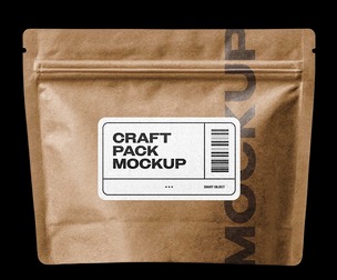 Craft Paper Stand-Up Pouch Mockup PSD Template - Dark Minimalist