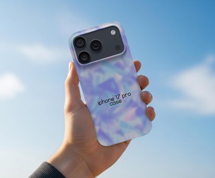 iPhone 17 Pro Case Mockup PSD Template - Hand Holding Sky View