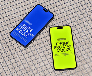 Dual iPhone 17 Pro Max Mockup PSD Template - UI/UX Contrast