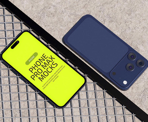 Dual iPhone 17 Pro Max Mockup PSD Template - Front Screen & Back View
