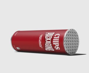 Single Chips Can Packaging Mockup PSD Template - Horizontal View